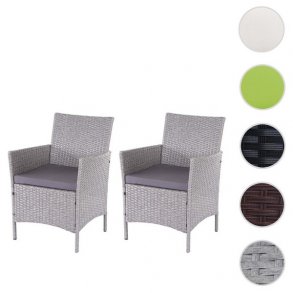 Havestole - 2 gr polyrattan havestole med antracit hynder