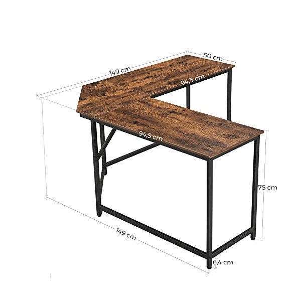 Hj�rneskrivebord - L-formet skrivebord - rustik brun 149 x 149