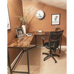 Hj�rneskrivebord - L-formet skrivebord - rustik brun 149 x 149