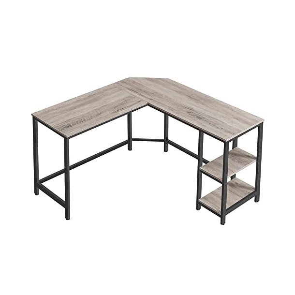 Hj�rneskrivebord - L-formet skrivebord - gr�/beige 138 x 138