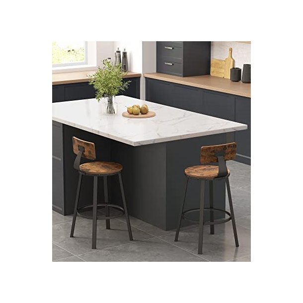 Barstole med rund sde - st med 2 barstole - rustik brun