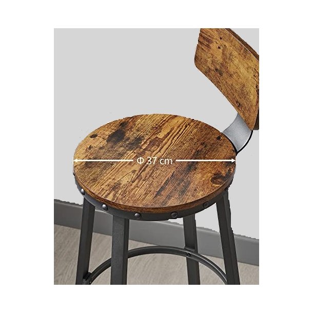 Barstole med rund sde - st med 2 barstole - rustik brun