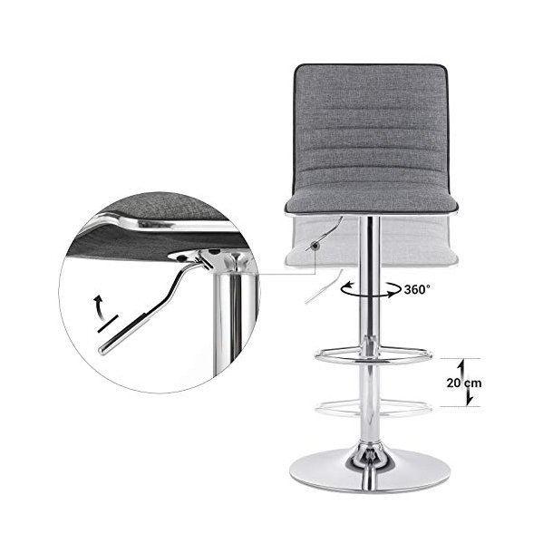 Barstole - s�t med 2 justerbare h�je stole med rygl�n - gr�