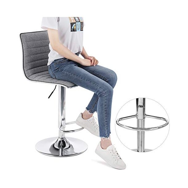 Barstole - s�t med 2 justerbare h�je stole med rygl�n - gr�