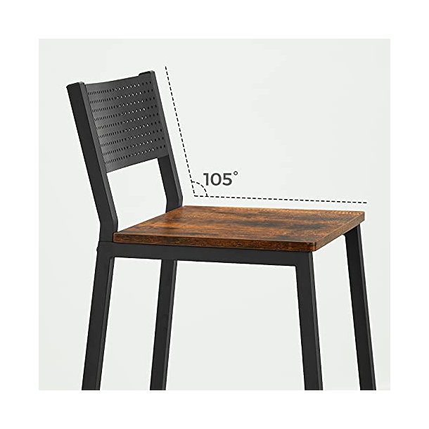 Barstole med rygln - st med 2 barstole - rustik brun og sort