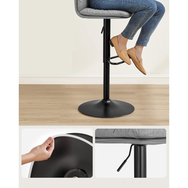 Barstole st af 2 - hje stole med rygln og fodsttte - gr