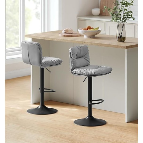 Barstole st af 2 - hje stole med rygln og fodsttte - gr