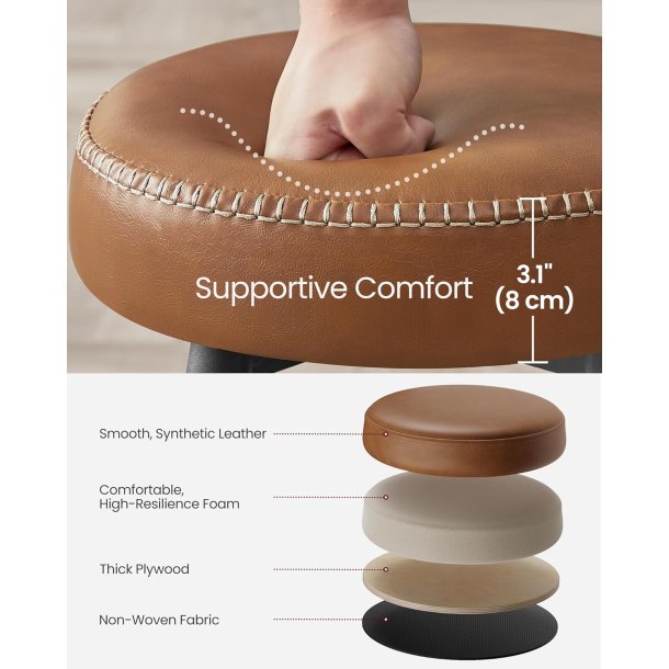 Barstol med kunstlder - st med 2 barstole - brun H76,2 cm