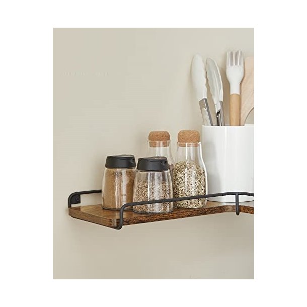 Hylder - 2 svvende L-formet hjrnehylder - rustik brune