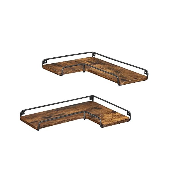 Hylder - 2 svvende L-formet hjrnehylder - rustik brune