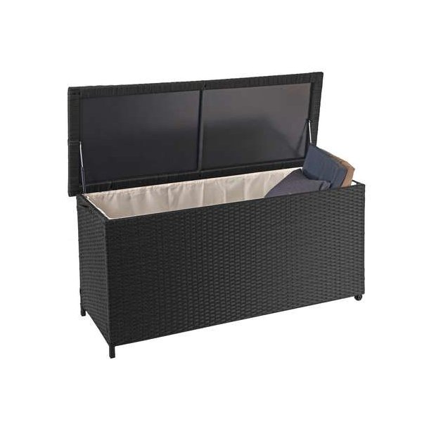 Polyrattan hyndeboks - sort hyndeboks p 320 liter - 63x135x52 Premium model