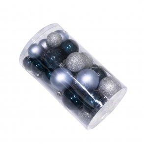 Julekugle st - julekuglest fra NORDIC WINTER - bl/slv 30 dele
