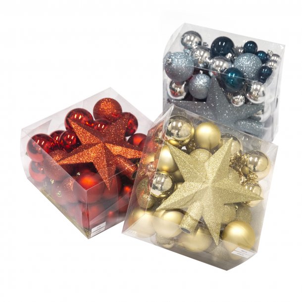 Julekugle st med stjerne fra NORDIC WINTER - guld 50 dele