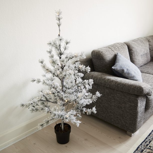 Kunstigt juletr i potte NORDIC WINTER 120 cm med sne og lys