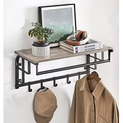 Knager�kke med knager, hattehylde og b�jlestang - gr� beige