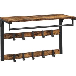 Knagerkke med bjlestang og hattehylde 80x30 cm - rustik brun