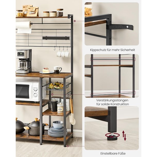 K�kkenreol - k�kkenstativ - rustik brun L90 x B42 x H167,3 cm