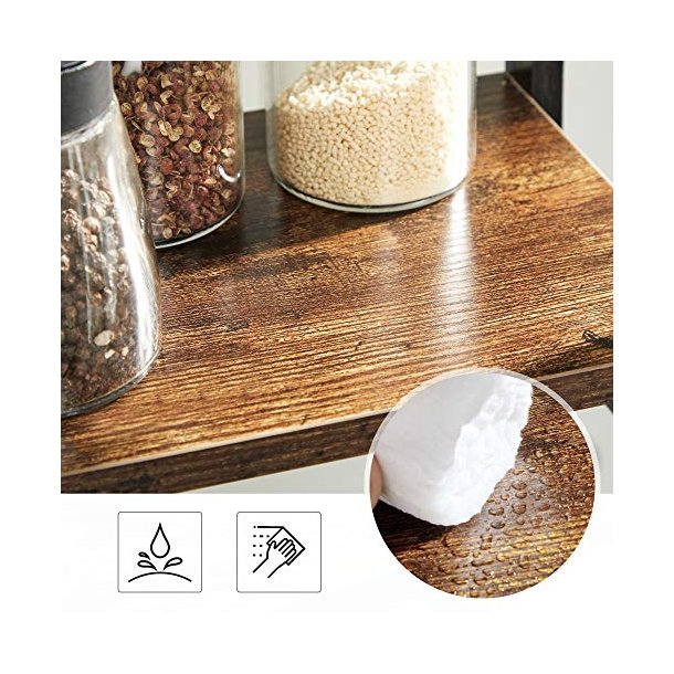 Krydderihylder - k�kkenhylder - sort med 3 rustik brune hylder