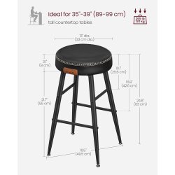 Barstol med kunstlder - st med 2 barstole - sort H63 cm
