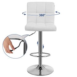 Barstole med kunstl�der - 2 h�je stole med metal fod - hvid