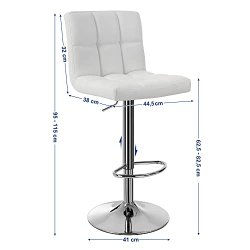 Barstole med kunstl�der - 2 h�je stole med metal fod - hvid