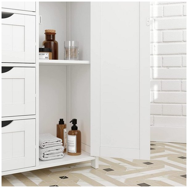 Kommode med skab og 4 skuffer - hvid 81 x 55 x 30 cm