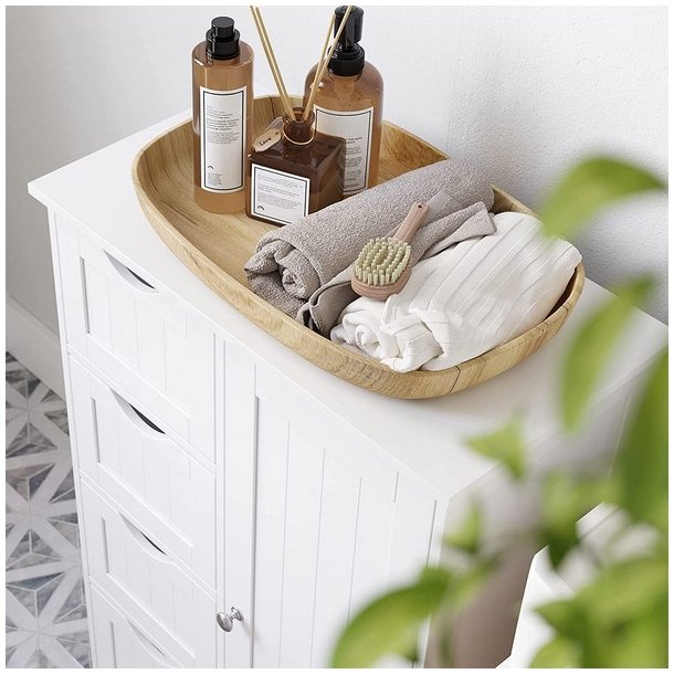 Kommode med skab og 4 skuffer - hvid 81 x 55 x 30 cm