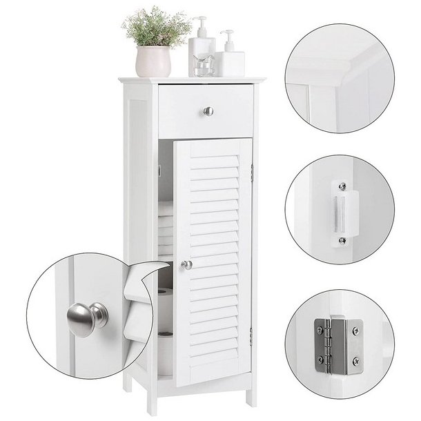 Kommode med skab og skuffe - hvid badev�relsesskab 87x32x30