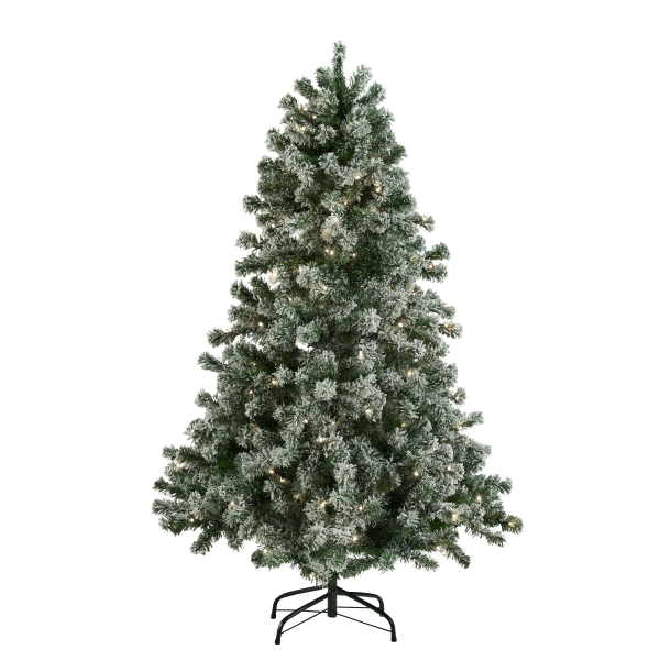 Juletræ på 150 cm med 170 LED - kunstigt plastik juletræ med sne