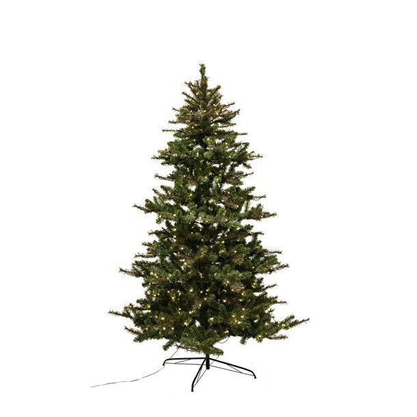 Juletræ på 180 cm med 370 LED lys - kunstigt PVC juletræ med lys