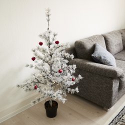 Kunstigt juletr i potte NORDIC WINTER 120 cm med sne og lys