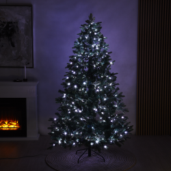 Juletr� p� 180 x 122 cm - kunstigt PE/PVC med farvet/hvidt LED