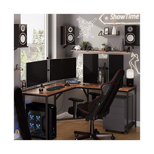 Hj�rneskrivebord - L-formet skrivebord - rustik brun 149 x 149