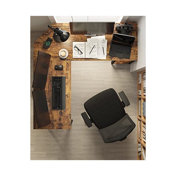 Hj�rneskrivebord - L-formet skrivebord - rustik brun 138 x 138