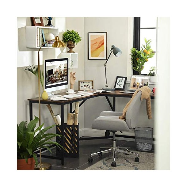 Hj�rneskrivebord - L-formet skrivebord - rustik brun 149 x 149