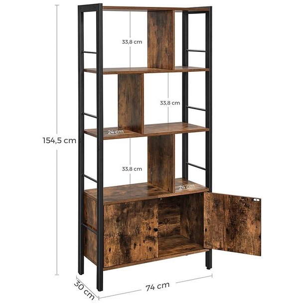 Reol - bogreol i industriel stil - rustik brun 154,5 x 74 x 30