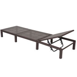 Polyrattan liggestol - brun polyrattan solseng med 10 cm creme hynde - Premium