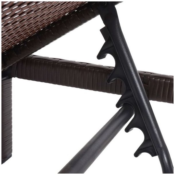 Polyrattan liggestol - brun polyrattan solseng med 10 cm creme hynde - Premium