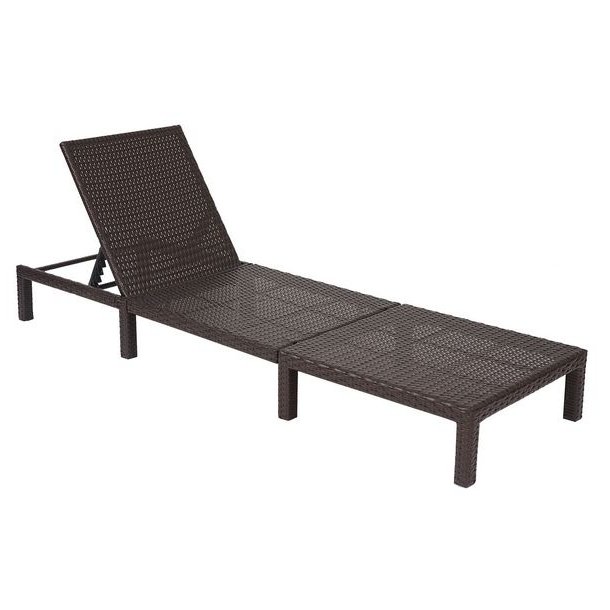 Polyrattan liggestol - brun polyrattan solseng med 10 cm creme hynde - Premium