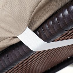 Polyrattan liggestol - brun polyrattan solseng med 10 cm creme hynde - Premium