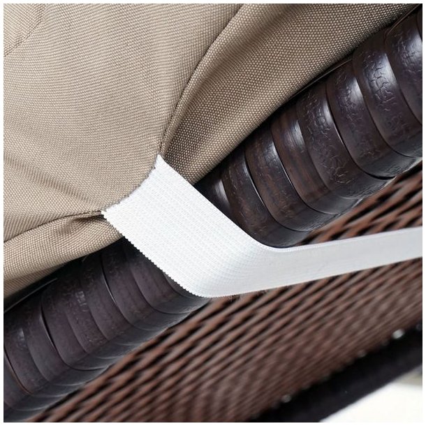 Polyrattan liggestol - brun polyrattan solseng med 10 cm creme hynde - Premium