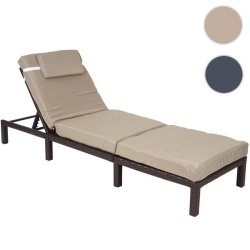 Polyrattan liggestol - brun polyrattan solseng med 10 cm creme hynde - Premium