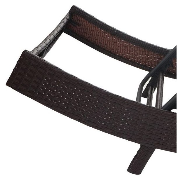 Polyrattan solseng - brun polyrattan liggestol med gr�t stof