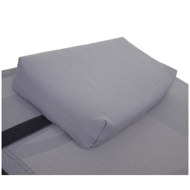 Polyrattan solseng - brun polyrattan liggestol med gr�t stof