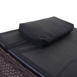 Polyrattan solseng - brun polyrattan liggestol med sort stof