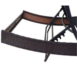 Polyrattan solseng - brun polyrattan liggestol med sort stof