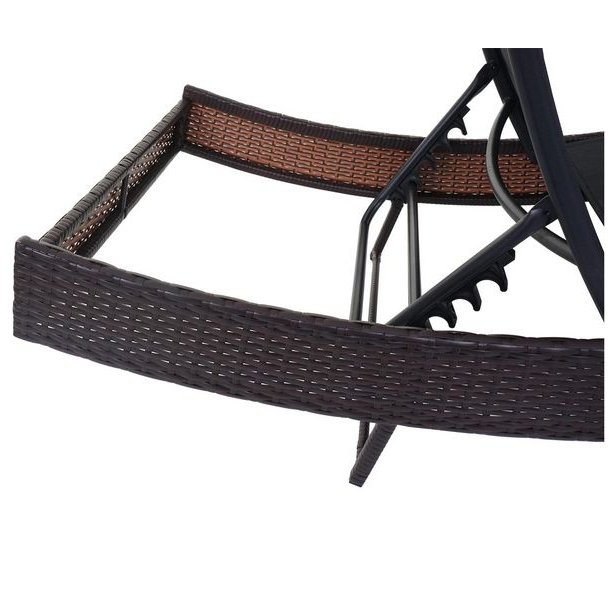 Polyrattan solseng - brun polyrattan liggestol med sort stof