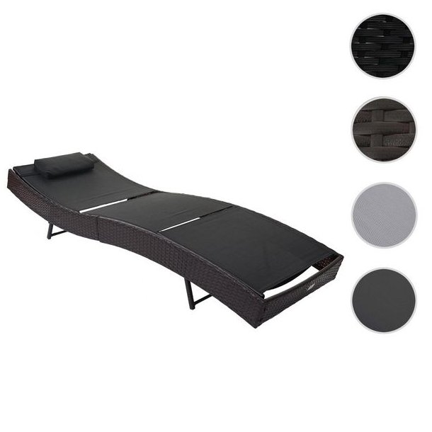 Polyrattan solseng - brun polyrattan liggestol med sort stof