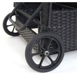 Polyrattan aluminium solseng - sort luksus solvogn og liggestol