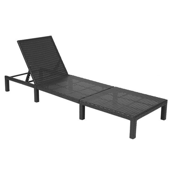 Polyrattan liggestol - sort polyrattan solseng med 10 cm creme hynde - Premium